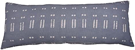 Trade Star 100% Cotton Mudcloth Lumbar Throw Pillow Cover Indian Body Pillow Shams Lumbar Rustic Farmhouse Spring Mudcloth Breathable Handloomed Bedding Decor (Dark Grey Blossom 14X36 INCHES) by TradeStar
