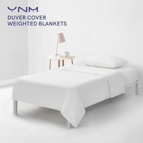 YnM Cotton 3-Side Zipper Duvet Cover for Weighted Blankets | Easy on, Easy Off White, 88"x104" - Image 2