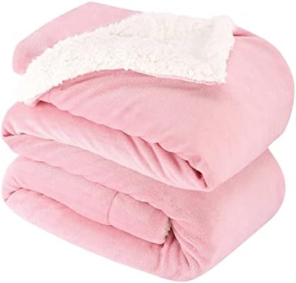 NANPIPER King Size Sherpa Blanket, Soft Fleece Throw for Bed, Reversible Thick Fuzzy Blanket for Winter (Pink, 90x108 inches) by NANPIPER