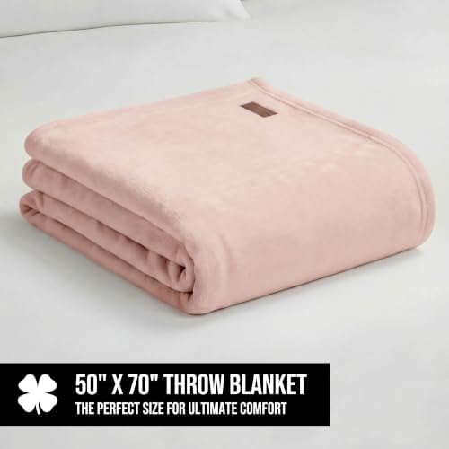 Lucky Brand Solid Plush 50"X70" Throw Blanket, Light Pink - Soft, Cozy, and Timeless Comfort - Image 2