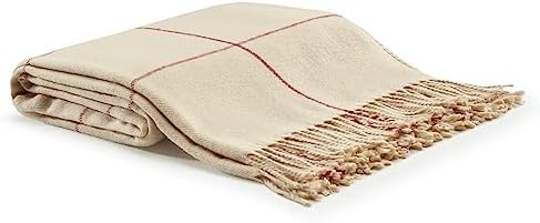 Arus Acrylic Highlands Collection Queen Throw Blanket Cream-Red, 60x80 by Arus