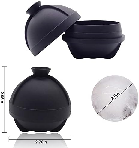 Sphere Ice Molds - 6 Pack - Silicone Ice Ball Molds with Built-in Funnel - Round Ice Cube Molds - Make 2.5 Inch Big Ice Sphere for Whiskey & Cocktails,Food Grade and BPA Free, Black - Image 3