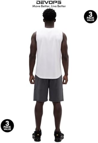 DEVOPS 3 Pack Sleeveless Men's Muscle Shirts Dry Fit Tank Top Gym - Image 7