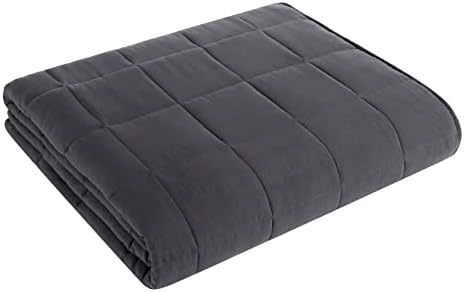 L'AGRATY King Size Weighted Blanket for Adults 25lbs, 80"x87" Cooling Heavy Blanket Microfiber Breathable Big Weighted Throw Blanket for Couple Summer Fall Winter, Grey by LAGRATY