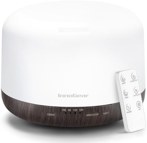 InnoGear 500ml Essential Oil Diffuser for Home Cool Mist Humidifier, Brown by InnoGear