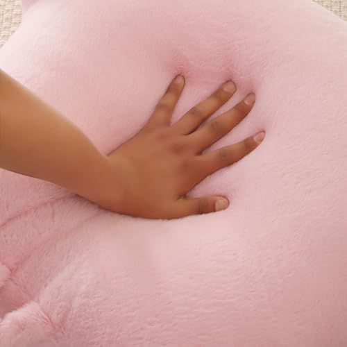 Soft Reading Pillow for Bed with Arms,Middle,Pink,Faux Fur - Image 6