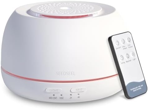SEEDSEEL 300ML Essential Oil Diffuser - 8 Hours Run Time, Aromatherapy Diffuser with Remote Control, 7-Color LED Lights for Home, Bedroom by SEEDSEEL