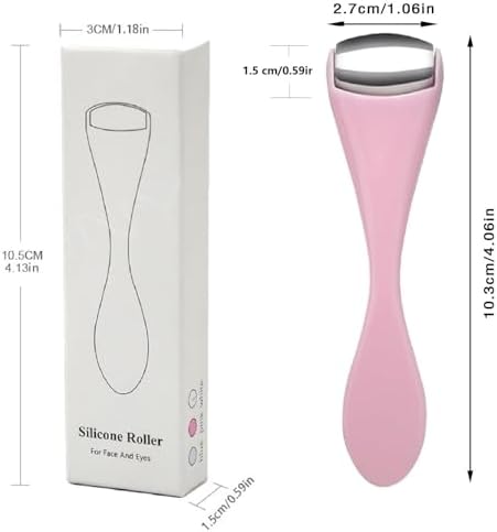 Mini Eye Face Rollers Massager 304 Stainless Steel Ice Silicone Roller for Relief Pain Skincare Facial Women Girl Gift Pink Color - Image 3