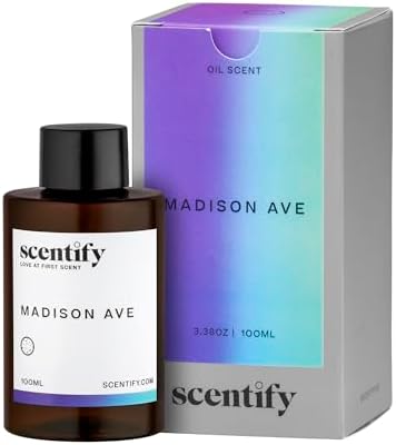 Scentify Madison Ave Aroma Oil Refill Scent for Oil Diffusers – Cassis Blossom, Mandarin, Neroli & White Woods – Luxurious Relaxing Aromatherapy Diffuser Fragrance 100ml, 3.38 oz by Scentify