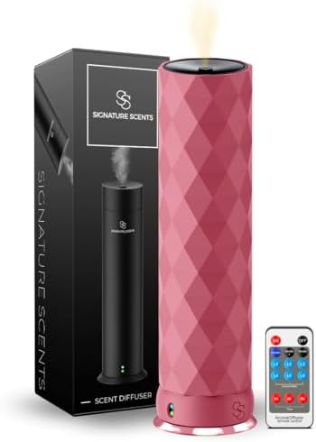 Waterless Essential Oil Hotel Scent Diffuser - Cold Air Diffuser - Covers 1000 sq. ft. - Waterless Diffuser for Home, Office & Hotel (Black + Interchangeable Sleeve) (Black + Matte Pink Sleeve) by SignatureScents