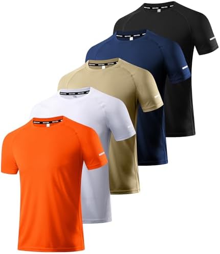 Boyzn 1, 3, 5 or 7 Pack Men's Workout Running Shirts, Dry Fit Moisture Wicking T-Shirt, Gym Athletic Short Sleeve Tee Shirts by Boyzn