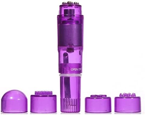 Small Mini Vibrating Massager Handheld Portable Tool for Women with 4 Heads Pocket Pen for Face Neck Head Back and Shoulder Pink Purple and Blue - Image 7