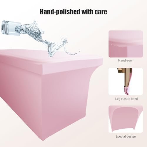 Pink Lash Bed Cover PU Leather Massage Table Cover Waterproof&Wipeable Protective Cover for Eyelash Extension Bed/Salon Massage Bed/Spa Bed, Odorless and High Elasticity Vegan Lash Bed Topper(6FT) - Image 4