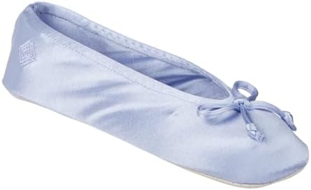 Isotoner Women's Satin Ballerina Slippers with Classic Ribbon Bow and Suede Sole - Image 7