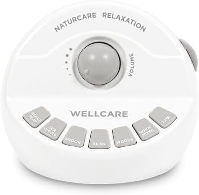 WELLCARE - Naturcare Sound Relaxation: 7 Nature Sound Machine with White Noise, Sleep Aid for Babies and Adults, Stepless Volume, Timer, Adapter Powered (Included) or Battery Operated (Not Included) by WELLCARECarearoundyou