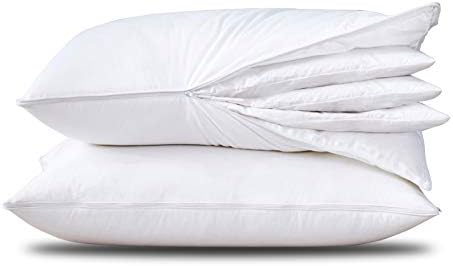 Three Geese Adjustable Layer Goose Feather Pillow,Assemblable Bed Pillow,100% Soft Cotton Cover,Good for Side and Back Stomach Sleeper, Standard/Queen Size,Packaging Include 2 Pillows. by ThreeGeese