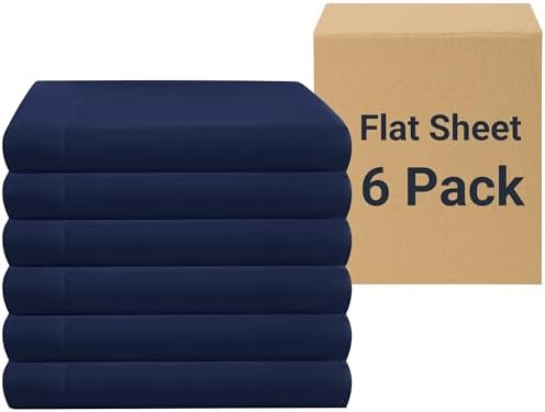 ZPECC Bulk Flat Sheets Only King Size 6 Pack, Easy Sort Top Bed Sheet by Color-Coded Label, Soft Durable Brushed Microfiber Fabric Hotel Airb&bs Essentials for Hosts, 105"x102", Navy by ZPECC-ABrandThatHasBeenFocusedOnBeddingFor20Years