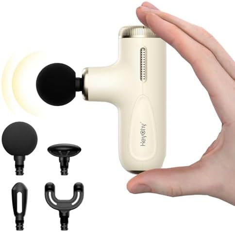 HEYCHY Mini Massage Gun Deep Tissue Muscle Massager Adjustable Depth, White by HeyChy