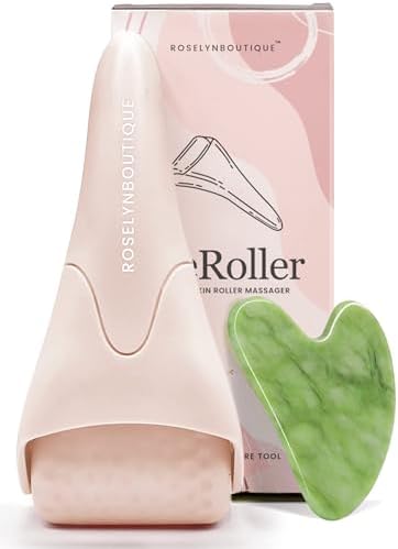 ROSELYNBOUTIQUE Ice Roller for Face & Gua Sha Facial Tools - Wrinkles Fine Lines Puffiness Massager Facial Skin Care Tools - Self Care Gifts for Men Women (Beige) by ROSELYNBOUTIQUE