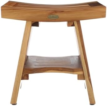 EcoDecors Harmony Gold 18" Teak Shower Bench, Fully Assembled by EcoDecors