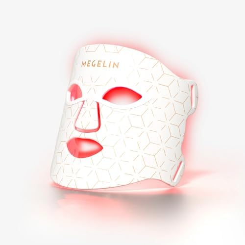 MEGELIN 7 Colors Led Light Therapy Facial Mask, Face Light Therapy Mask for Face, Reduce Wrinkles Smooth Skin, Infrared Light Skin Rejuvenation(White) by MEGELIN