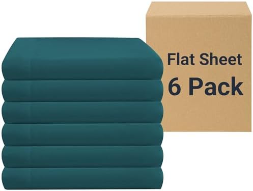ZPECC Queen Flat Sheet Only 6 Pack, Durable Teal Top Bed Sheets Hypoallergenic Soft Brushed Microfiber Color-Coded Label, 90"x102" by ZPECC-ABrandThatHasBeenFocusedOnBeddingFor20Years