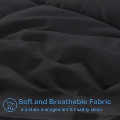 MAPLE DOWN Soft Oversized Super King Size Comforter Duvet Insert-Down Alternative Comforter with Corner Tabs-Lightweight Fluffy Breathable Machine Washable (Black, 128“x120“) - Image 3
