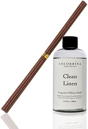 Cocorrína Clean Linen Scented Reed Diffuser Oil with 8 Sticks Fragrance for Bedroom, Bathroom, Oil Diffuser, Home Décor, 6.7 fl oz. (200 ml) - Image 2