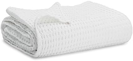 Comfy Cubs Waffle Weave Baby Blanket - 40” x 40” Cotton Blanket with Textured Design - Lightweight Swaddle for Bed, Crib, Stroller, or Couch - Soft and Cozy Cover for Toddlers, Boys & Girls - White by ComfyCubs