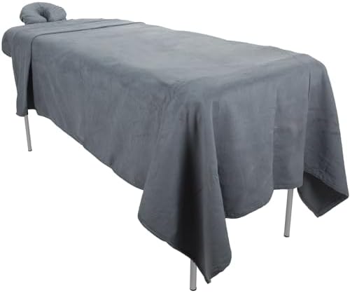ForPro Luxury TerrySoft 3-Piece Massage Sheet Set, Cool Grey, Ultra-Soft, Stain and Wrinkle-Resistant, Includes Flat and Fitted Sheets and Face Rest Cover - Image 3