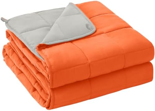 yescool Weighted Blanket for Adults (17 lbs, 60" x 80", Orange) Cooling Heavy Blanket for Sleeping Perfect for 110-130 lbs, Queen Size Breathable Blanket with Premium Glass Bead, Machine Washable by yescool