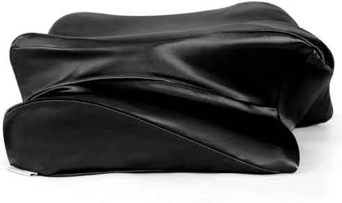 Thickened Satin Pillowcase, Elastic 16 * 24In Pillow Cover for Cervical Pillow or Memory Foam Pillows, Smooth & Soft Hair and Skin Friendly, Queen Size with Zipper Black - Image 6