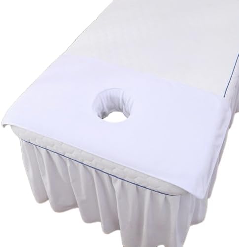 Massage Table Cover Towel with Face Cradle Hole, Premium Fitted Sheet with Locked Edges (White) by ZBH1985