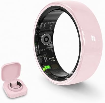 Pink Ceramic Smart Ring for Women, Health & Sleep Tracker, Size 7 by Sqrutri