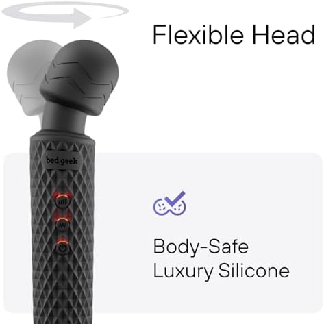 bed geek Handheld Cordless Personal Wand Massager – Waterproof, USB Rechargeable, 20 Vibration Patterns, 8 Speeds, Memory Feature, Skin-Soft Silicone for Ultimate Relaxation Tool - Image 5