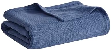 Madison Park 100% Cotton Breathable Queen Size Blanket for Bed, Navy by MADISONPARK