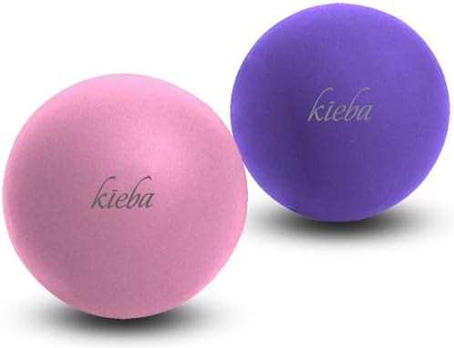 Kieba Massage Lacrosse Balls for Myofascial Release, Trigger Point Therapy, Muscle Knots, and Yoga Therapy. Set of 2 Firm Balls (Pink and Purple) by Kieba