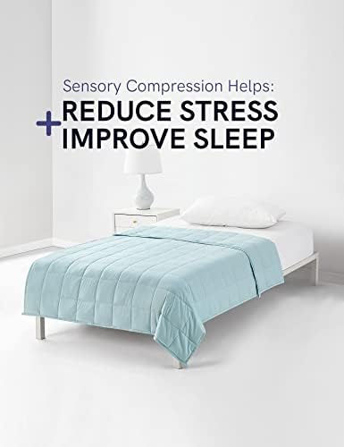 YnM Weighted Blanket,Heavy 100 Percent Oeko-Tex Certified Cotton Material(Light Blue, 80''x87'' 25lbs), Two Persons(110~190lb) Sharing Use on Queen/King Bed | A Duvet Included - Image 3