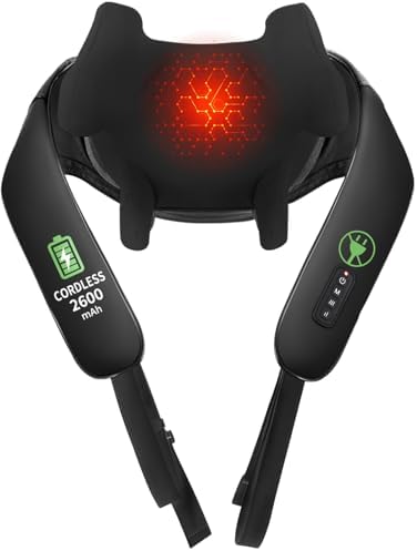 MASGRE Shiatsu Neck and Shoulder Massager, Cordless Back Massager with Heat by MASGRE