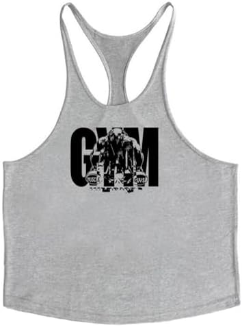 BaronHong Men's Cotton Workout Tank Tops Dry Fit Gym Bodybuilding Training Fitness Sleeveless Muscle T Shirts - Image 2