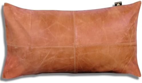 Leather Lovers 100% Lambskin Leather Pillow Cover - Sofa Cushion Case - Decorative Throw Covers for Living Room & Bedroom - Mango Tan Antique Pack of 1-12X20 Inch by LLLEATHERLOVERS