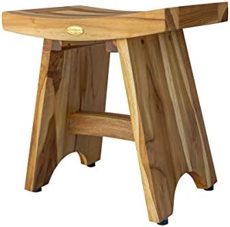 EcoDecors 18-Inch Teak Shower Stool, 300 lb, Compact Spa Seating by EcoDecors