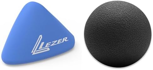 LEZER, Trigger Massage Point, Manual Massage Ball, Muscle Knots Relief Tool, Myofascial Release, Physical Therapy, Plantar Fasciitis, Set of 2 (Blue Trigger and Black Ball) by LEZER
