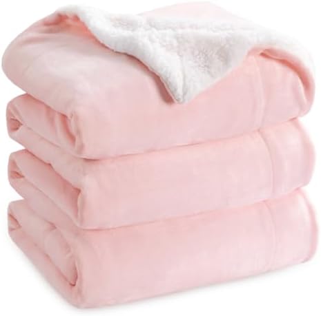 Bedsure GentleSoft Sherpa Fleece Blankets King Size for Bed, Non-Heated, Thick and Warm Throw for Women and Girls, Soft Fuzzy Plush King Blanket for Spring, Room Home Decor, Pink, 108x90 Inches by Unknown