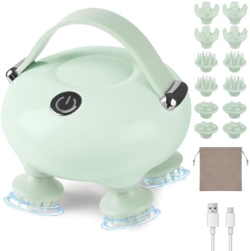 IOOKAN Scalp Massager, Electric Head Massage Scalp Stress Relax | IPX7 Waterproof, 3 Massage Modes Tangle-Free & 186 Massage Nodes, Head Neck Shoulder Pets Use, Gift for Dad Mom by IOOKNA