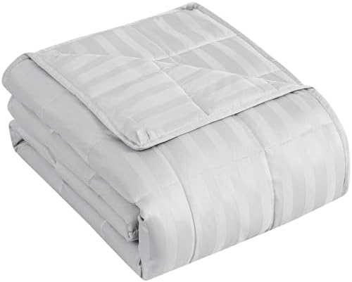 yescool Weighted Blanket for Adults (20 lbs, 60" x 80", Light Grey Stripes) Heavy Blanket for Sleeping Perfect for 190-210 lbs, Queen Size Breathable Blanket with Premium Glass Bead, Machine Washable by yescool