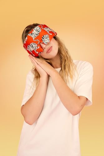 Glow People Silk Sleep Mask – 100% Mulberry Silk Eye Mask for Sleeping, Total Blackout, Cloud-Soft and Adjustable for Beauty Sleep and Travel - Red Tiger - Image 4