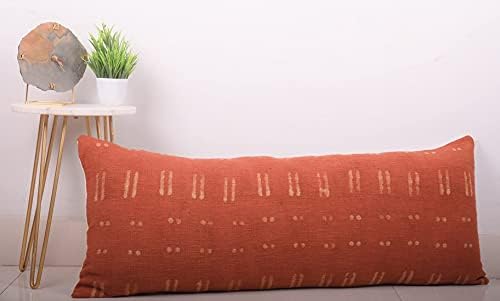 Trade Star 100% Cotton Lumbar Throw Pillow Cover Handloom Pillow Cases Modern Cushion Case Farmhouse Rustic Decor Decorative Authentic (Rust Blossom 14X36 INCHES) - Image 3