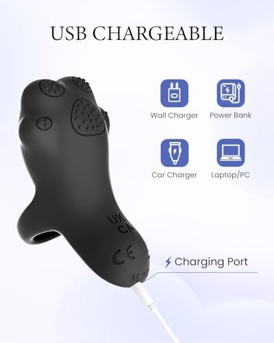 Mini Finger Massager, Waterproof Rechargeable Portable Relaxation Massage Tool (Black) - Image 2
