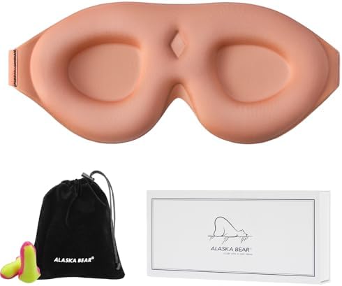ALASKA BEAR 100% Blackout Sleep Mask for Women and Men, Vacuum-Sealed, Dusty Pink by ALASKABEAR